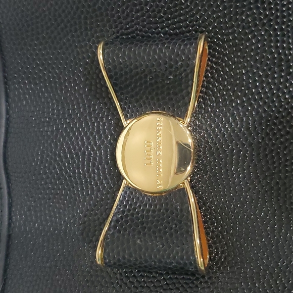 Lulu by Lulu Guiness Black Pebble Vinyl Bow Handbag - Picture 2 of 8